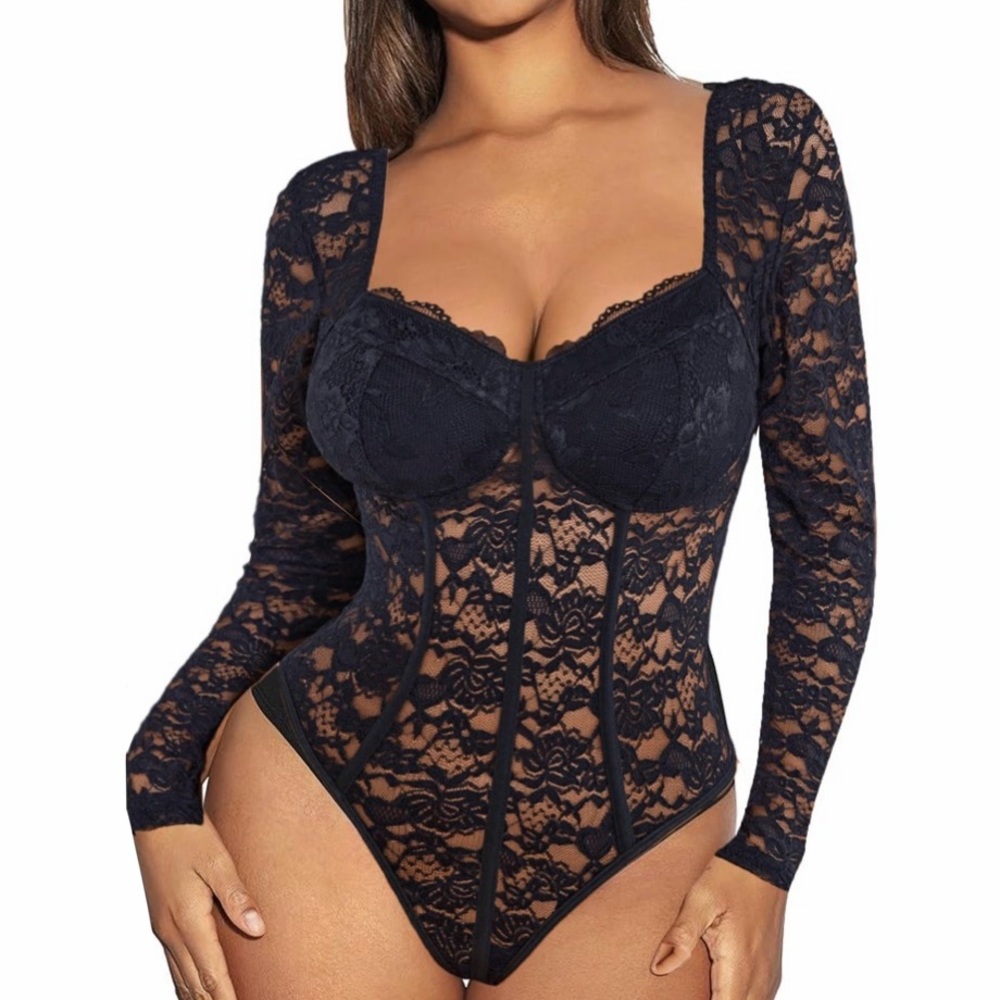 Elegant Black‎ Lace Bodysuit | NWT | Small